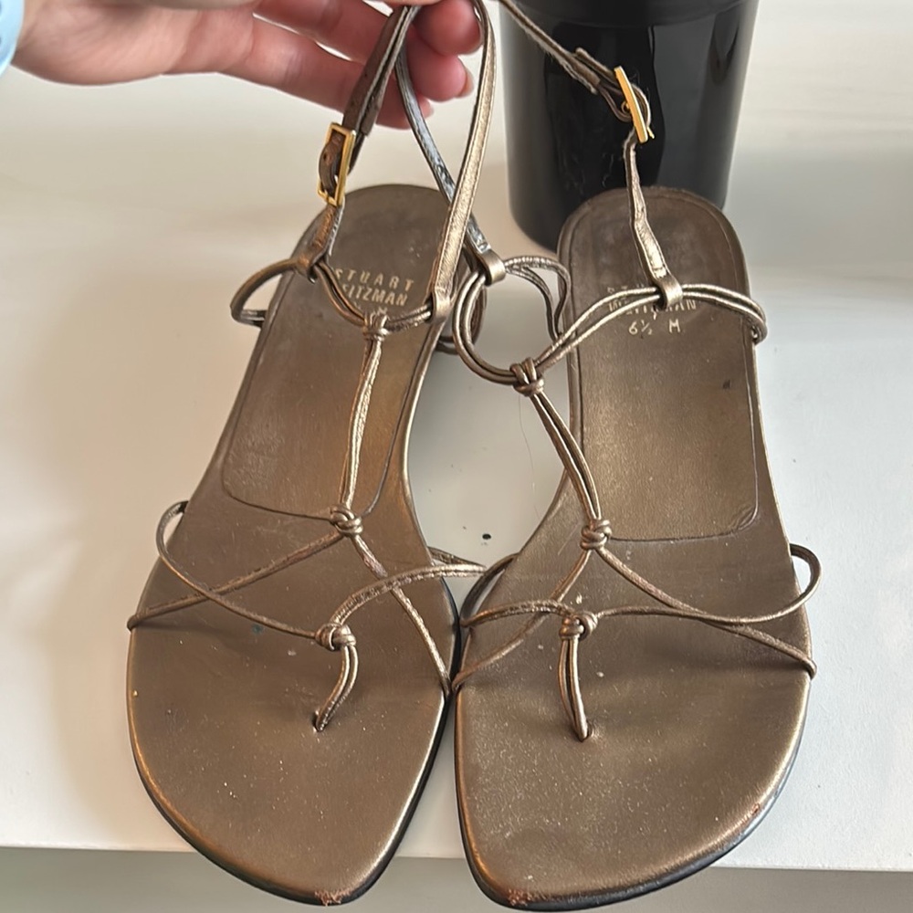 Stuart Weitzman Gold Strappy Sandals